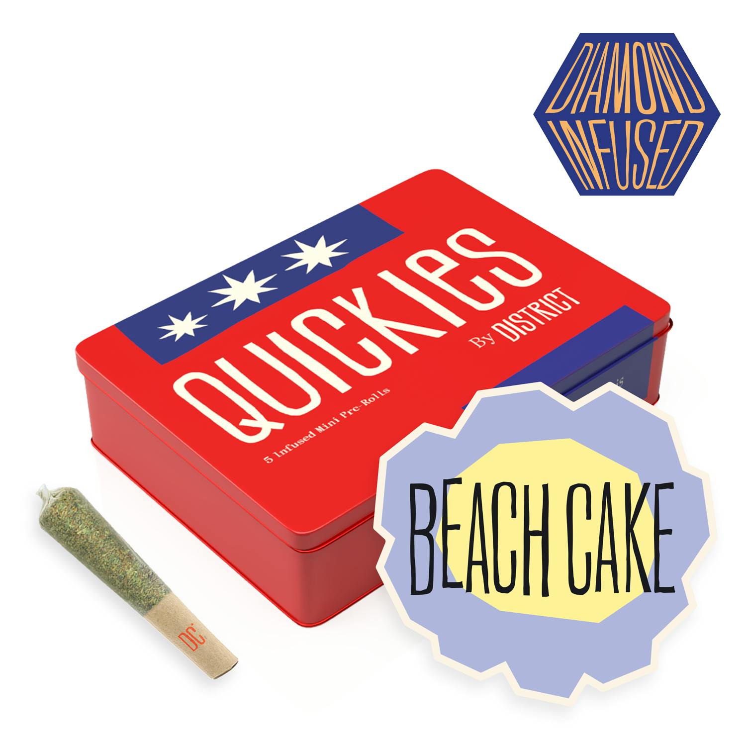 Beach Cake | Diamond Infused Quickies | 0.45g mini joints 5pk by District Cannabis