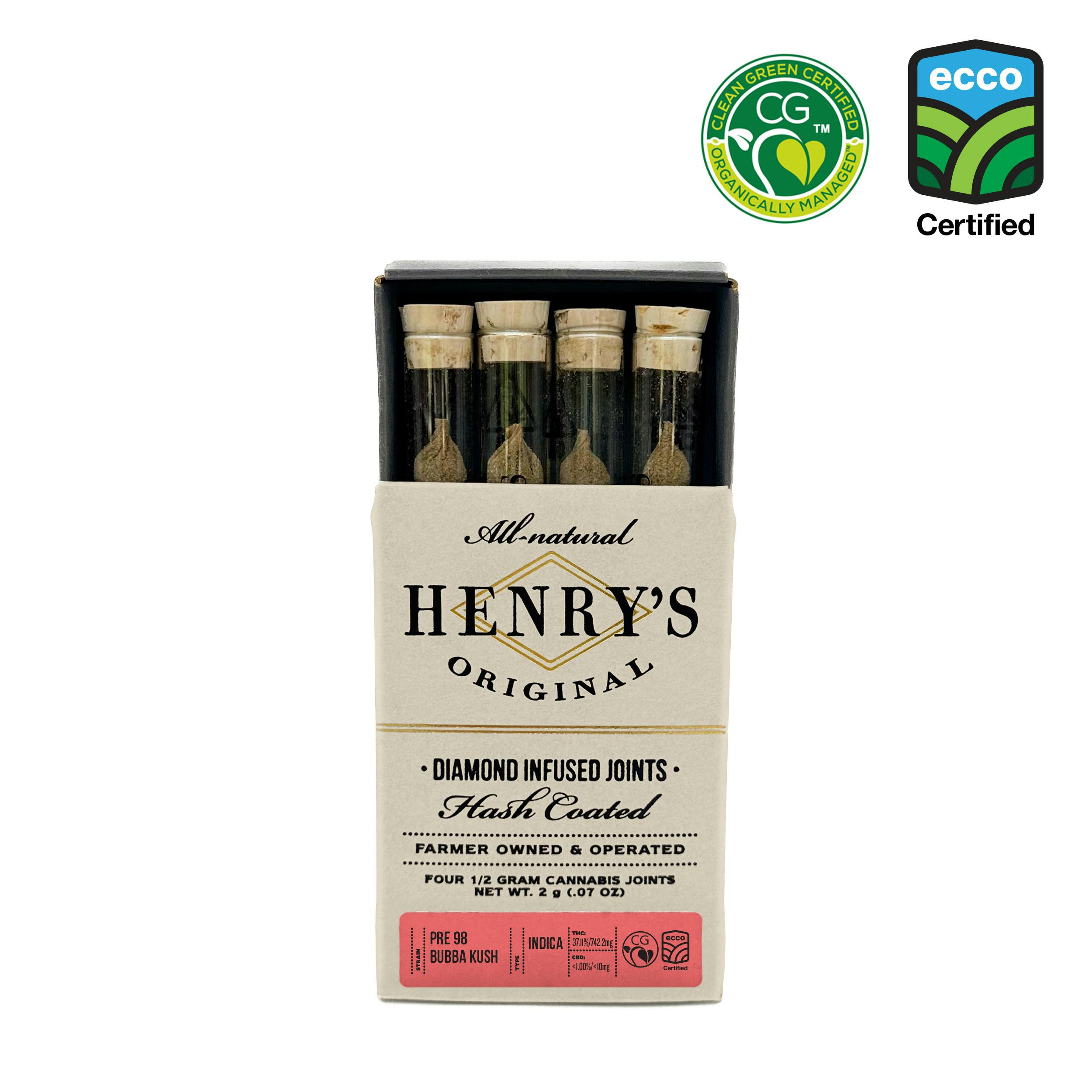 Henry's Original | Pre-98 Bubba Kush | Infused Joints | 0.5g each | 4pk