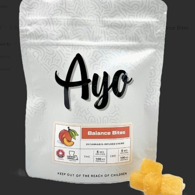 Ayo- Balance Bites 1:1 Gummies 100mg THC, 100mg CBD 20pk at NOLA Cannabis Westbank Dispensary