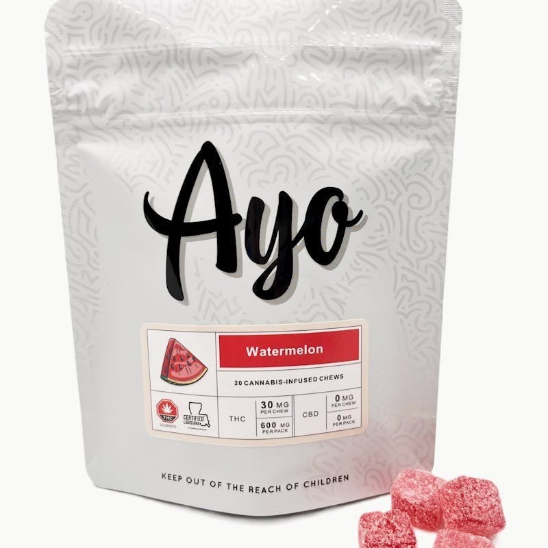Ayo- Watermelon Gummies 600mg 20pk at NOLA Cannabis Westbank Dispensary