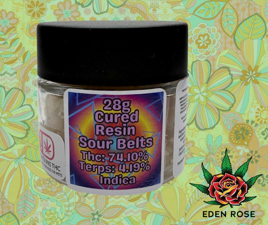 28G Cured Resin BHO - Sour Belts (Indica)