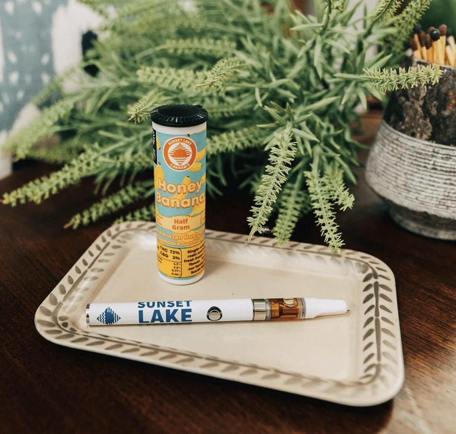 Sunset Lake- Honey Banana Hash Rosin Vape Cartridge .5g at MothaPlant St. Albans Dispensary