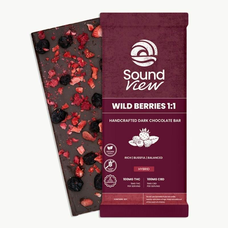 SoundView - Wild Berries Dark Chocolate Bar 1:1 CBD/THC 100mg THC 100mg CBD by SoundView