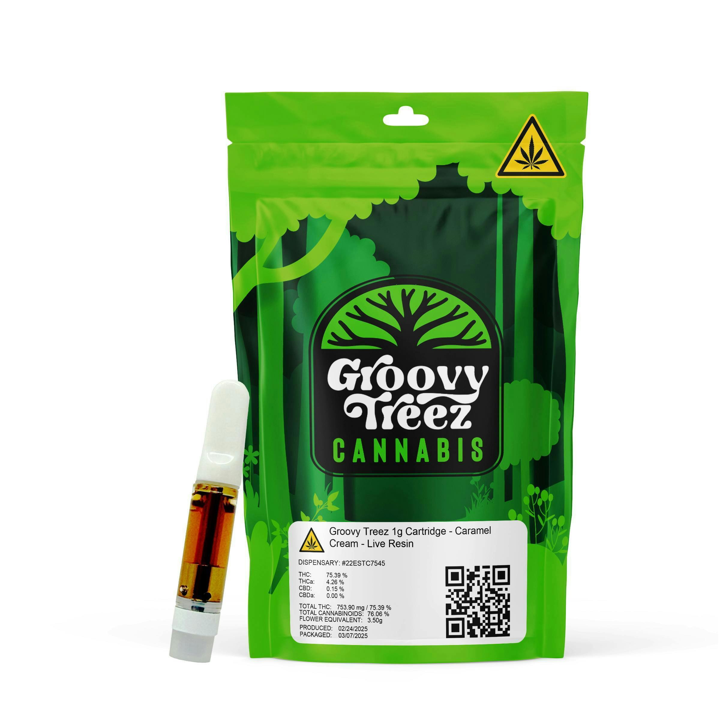 Groovy Treez - Caramel Cream - 1g Live Resin OG Cart