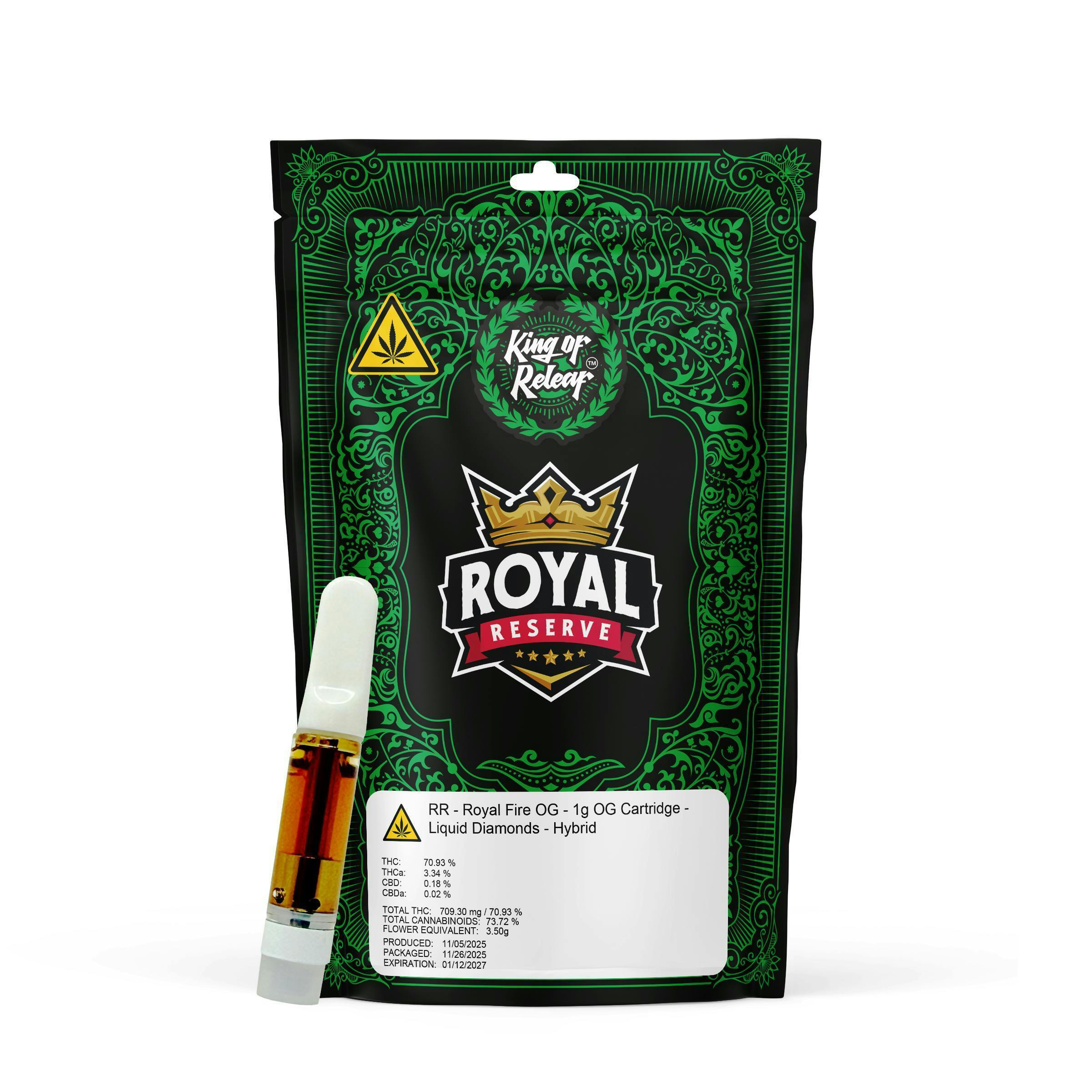Royal Reserve - Royal Fire OG - 1g Liquid Diamonds OG Cart at King of Releaf