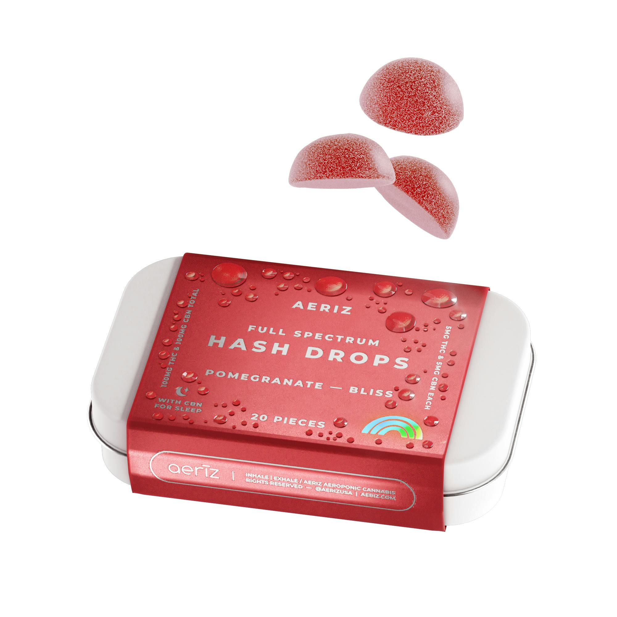 Pomegranate Bliss 1:1 Full Spectrum Hash Drops 100mg 20pk
