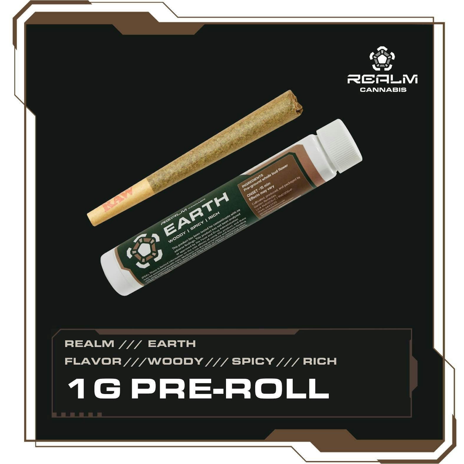 Earth Realm | Paradise Frost | 1g Pre-Roll at Pioneer Valley Trading Company