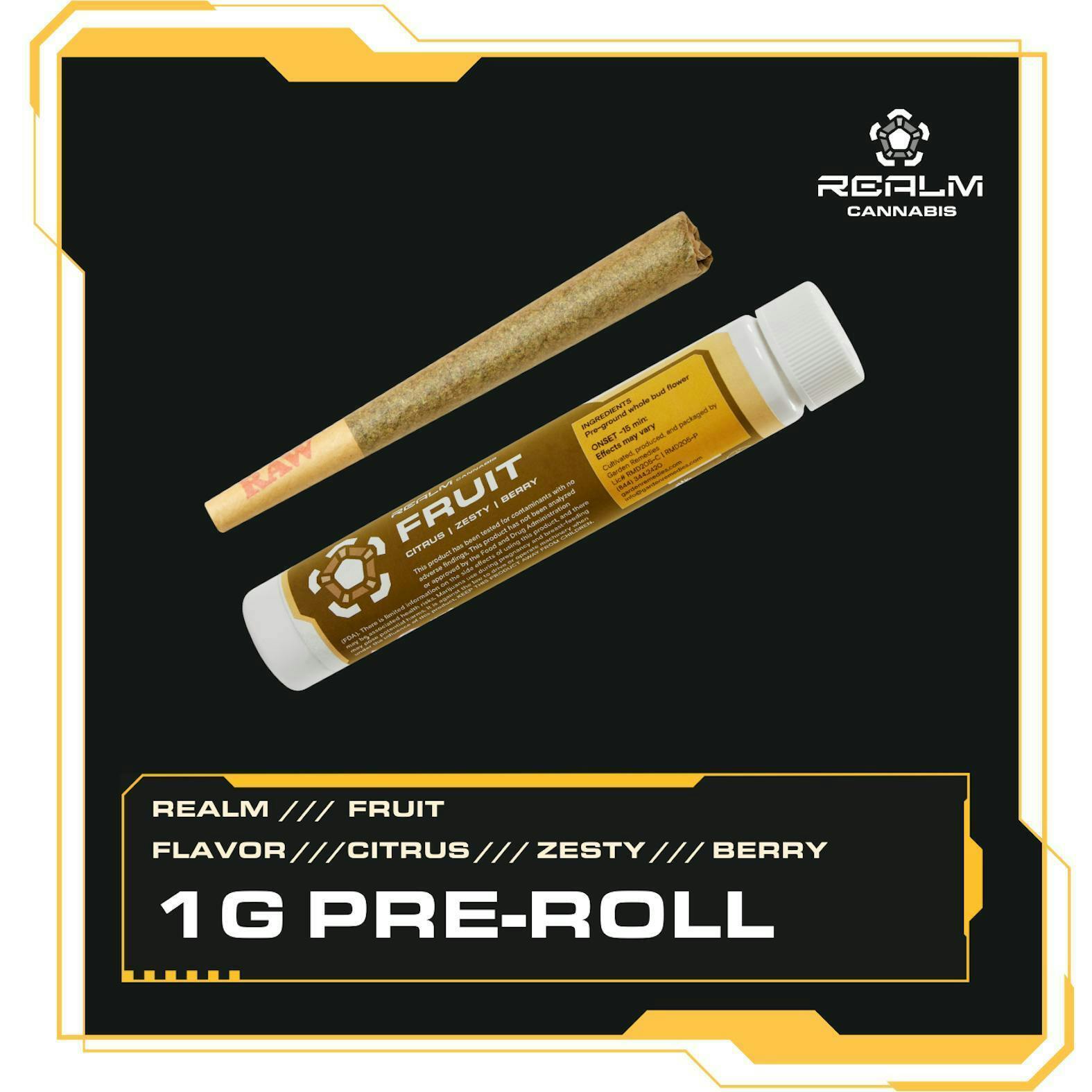Fruit Realm | Granadilla | 1g Pre-Roll by Realm Cannabis