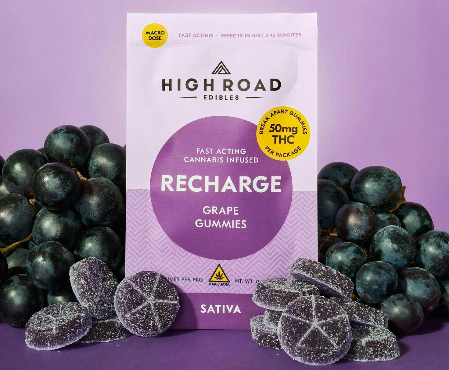 High Road Edibles | High-Dose Macro Gummies - Grape (Recharge)