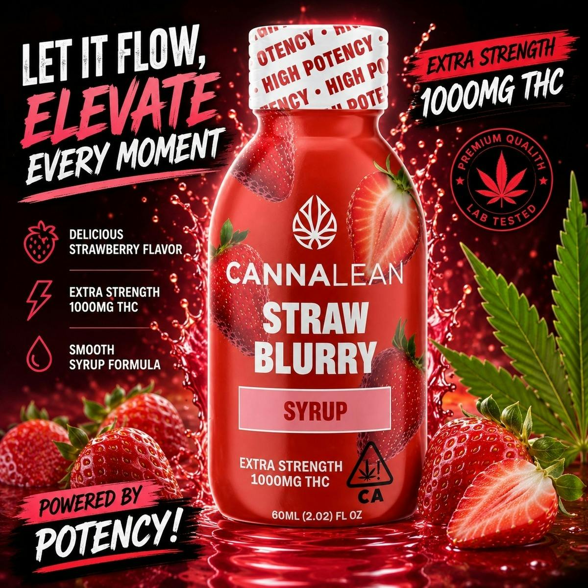 Cannalean | Strawblurry (Strawberry) | 1000mg THC Syrup