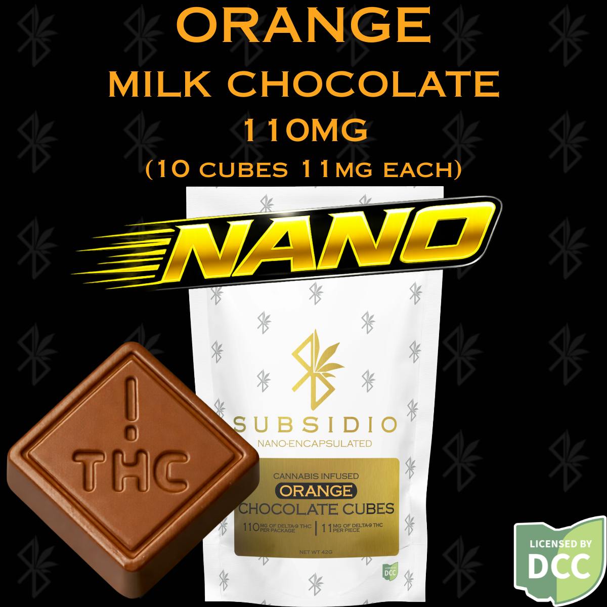 Nano-THC Infused Orange Milk Chocolates | 110mg | 10pk