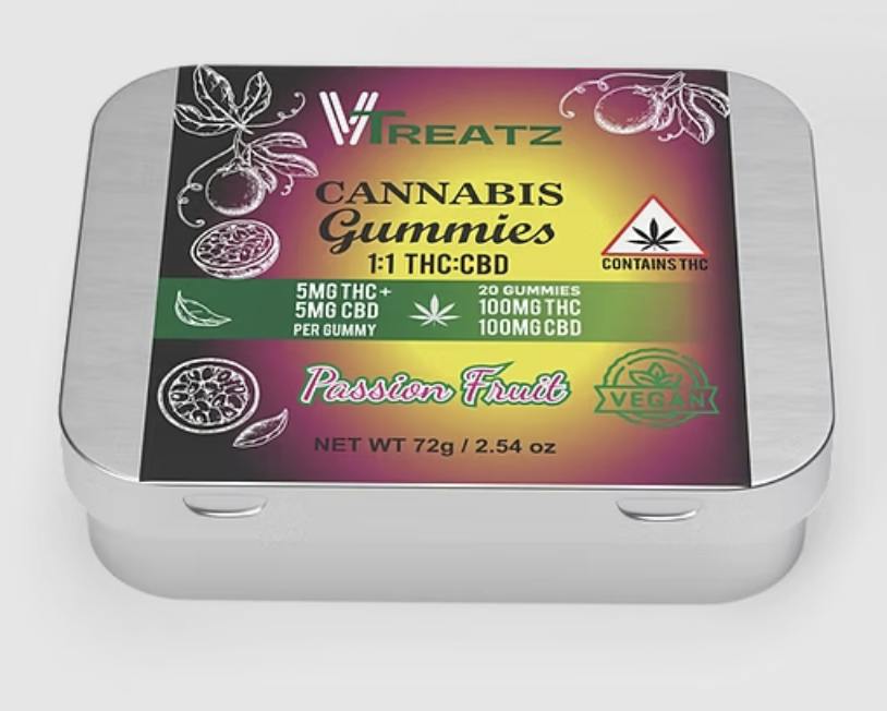 Vtreatz | Passionfruit | 1:1 Gummies | 20pk at True 802 Cannabis