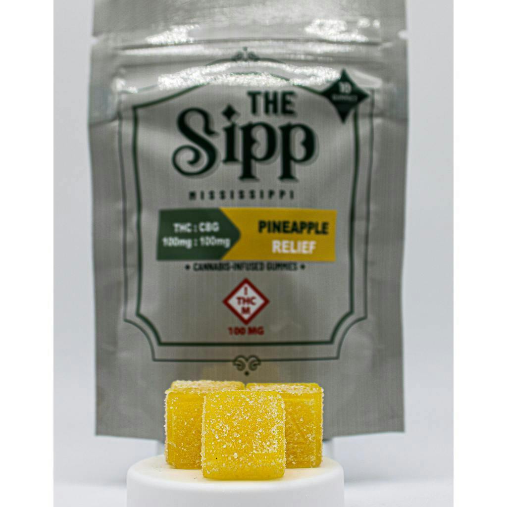 1:1 CBG Pineapple Relief Gummies – 100mg by The Sipp
