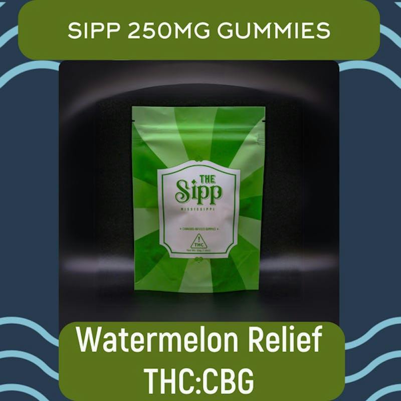1:1 CBG Watermelon Indica Gummies – 250mg by The Sipp