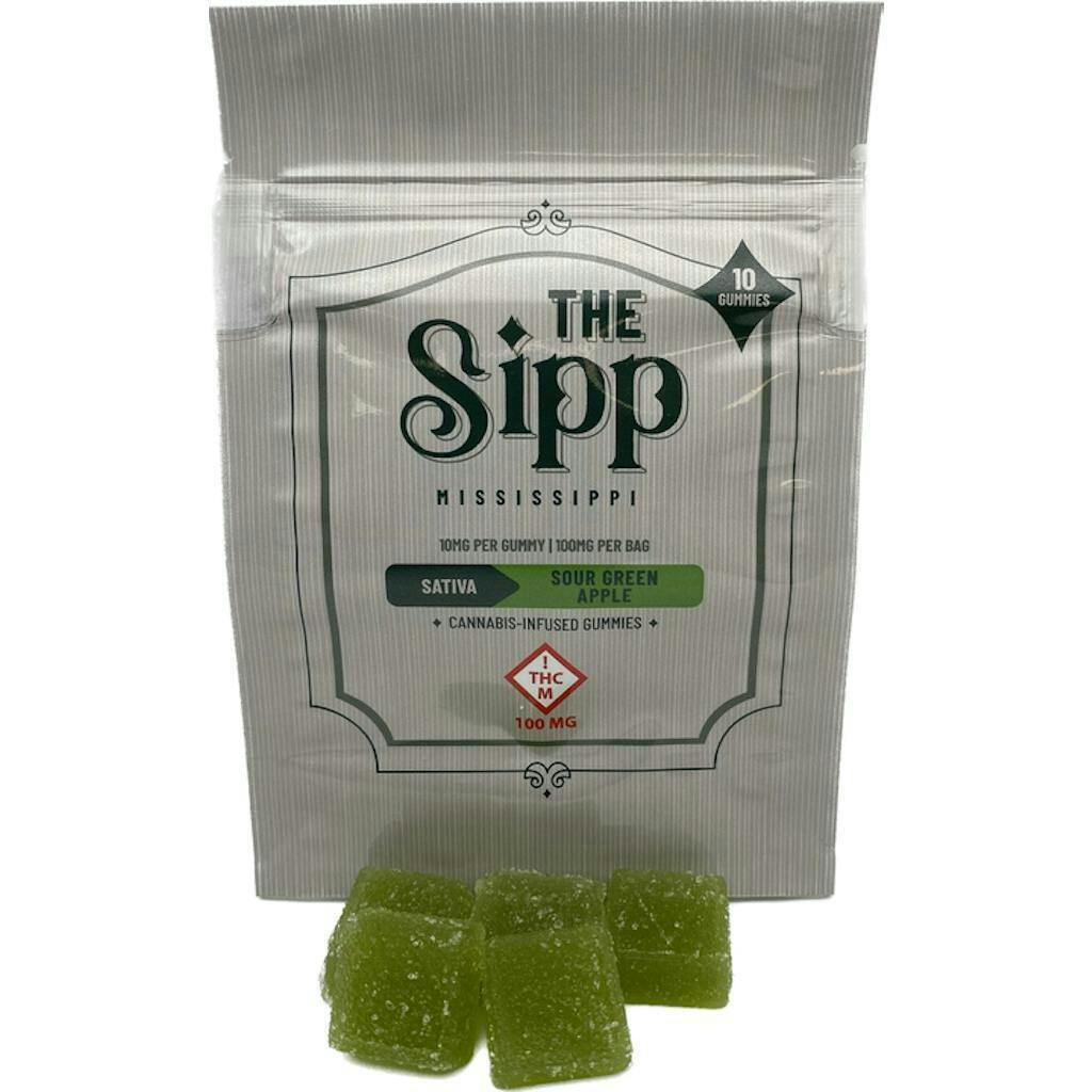 Sour Green Apple Gummies – 100mg by The Sipp