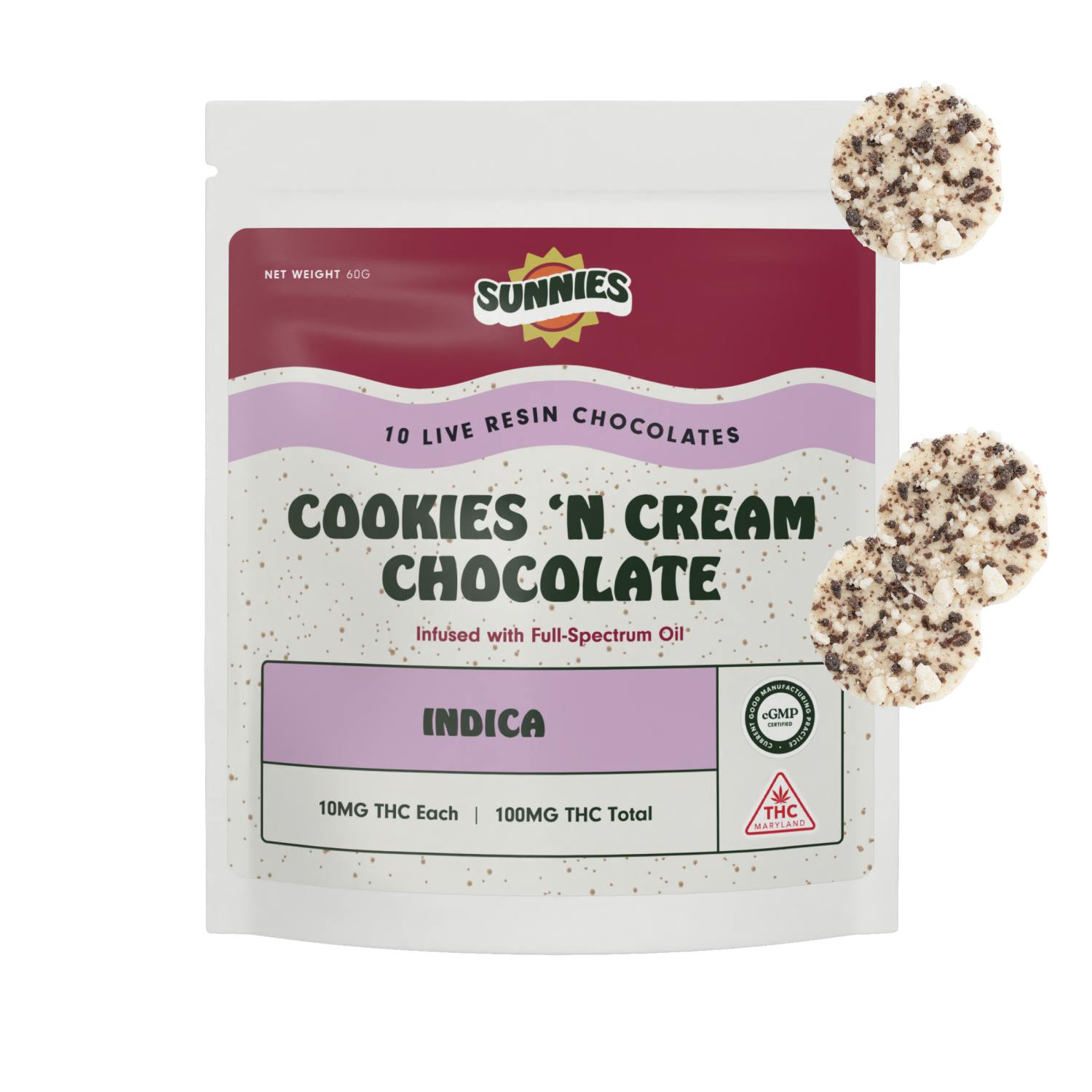 Cookies 'N Cream Chocolate - Indica 100mg by SunMed Growers