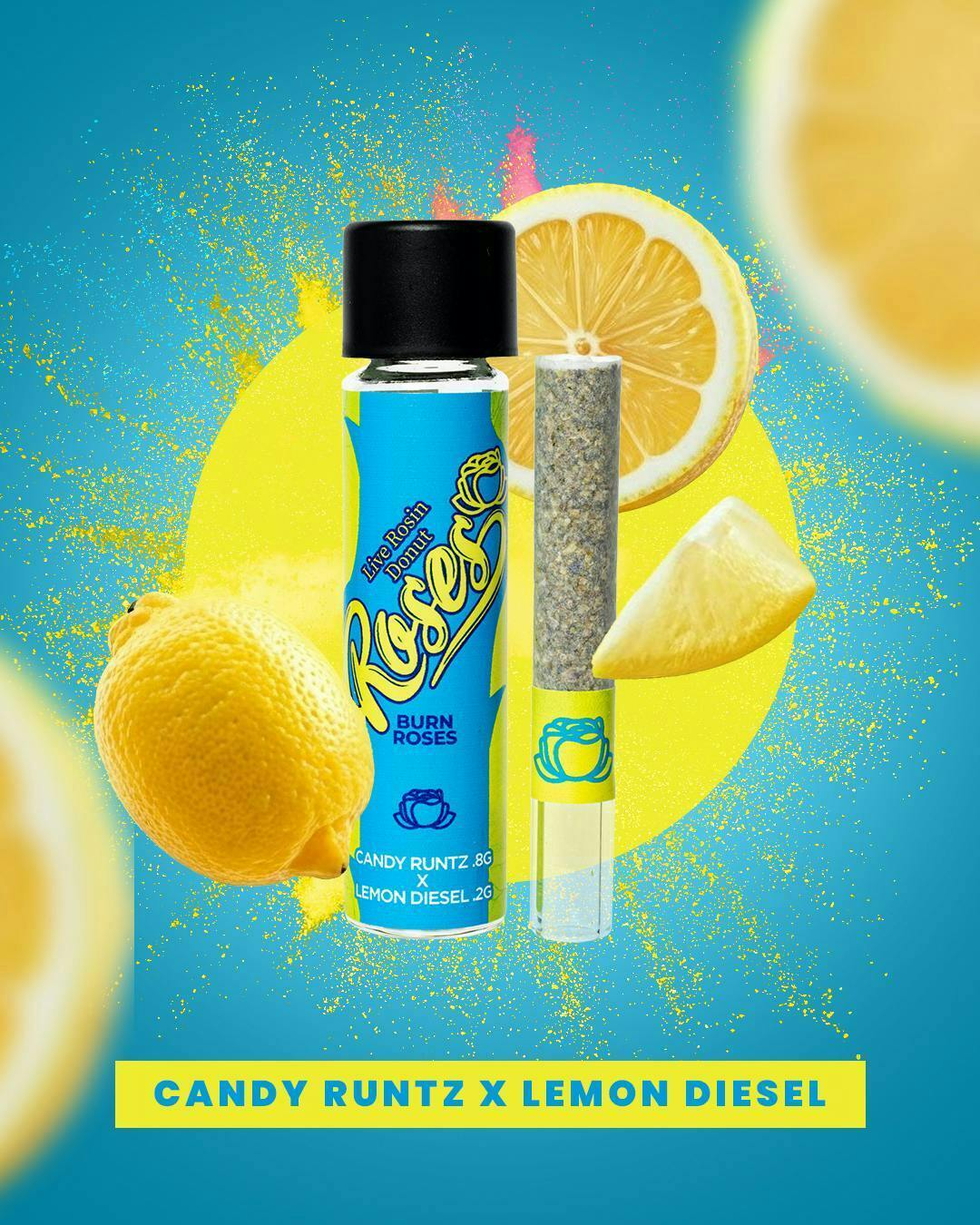 Candy Runtz x Lemon Diesel | Live Rosin Donut Infused Joint | 1g