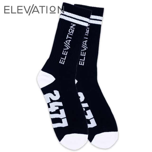 Black – Classic Stripe – Crew Length Sport Sock