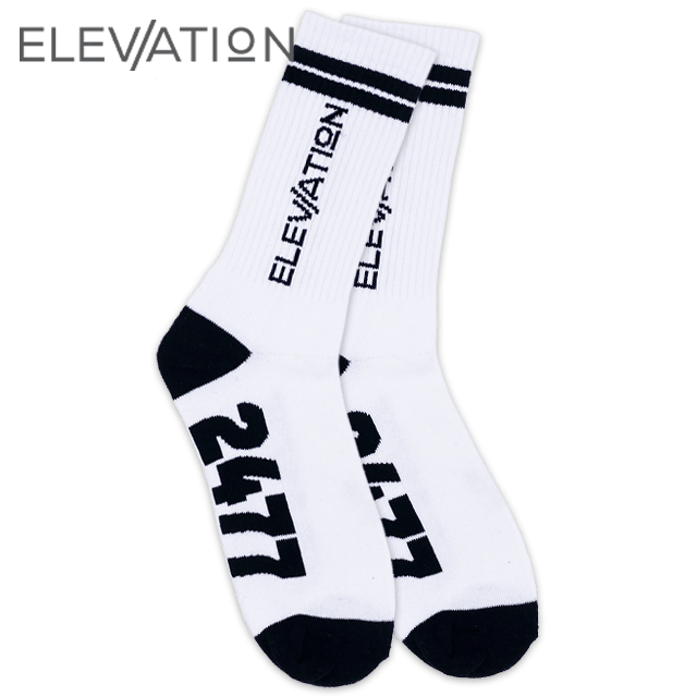 White – Classic Stripe – Crew Length Sport Sock