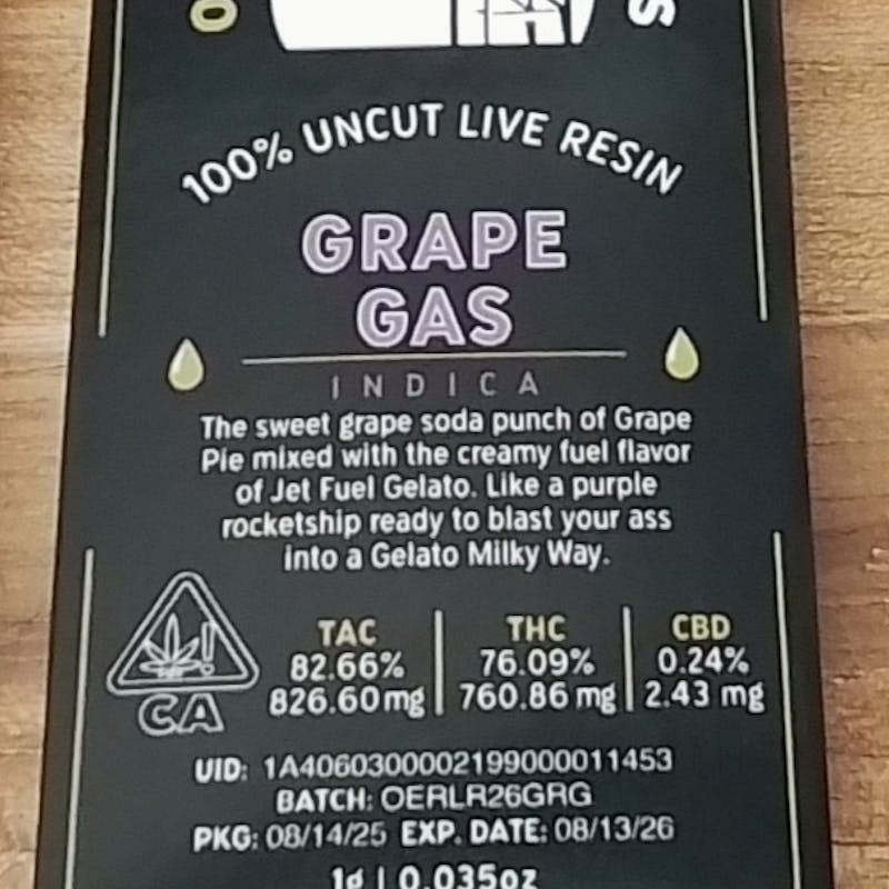 Grape Gas Live Resin Cartridge