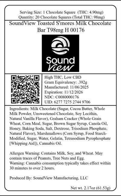 SoundView - Toasted S'mores Milk Chocolate Bar 98mg by SoundView