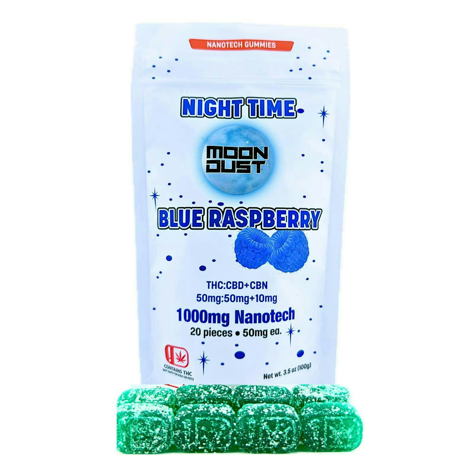 Moon Dust | Blue Raspberry Night Time Gummies | 1000mg | 20ct | 50mg/ea