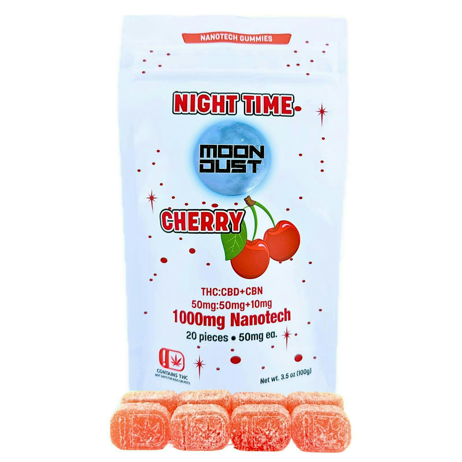 Moon Dust | Cherry Night Time Nano Gummies | 1000mg | 20ct | 50mg/ea