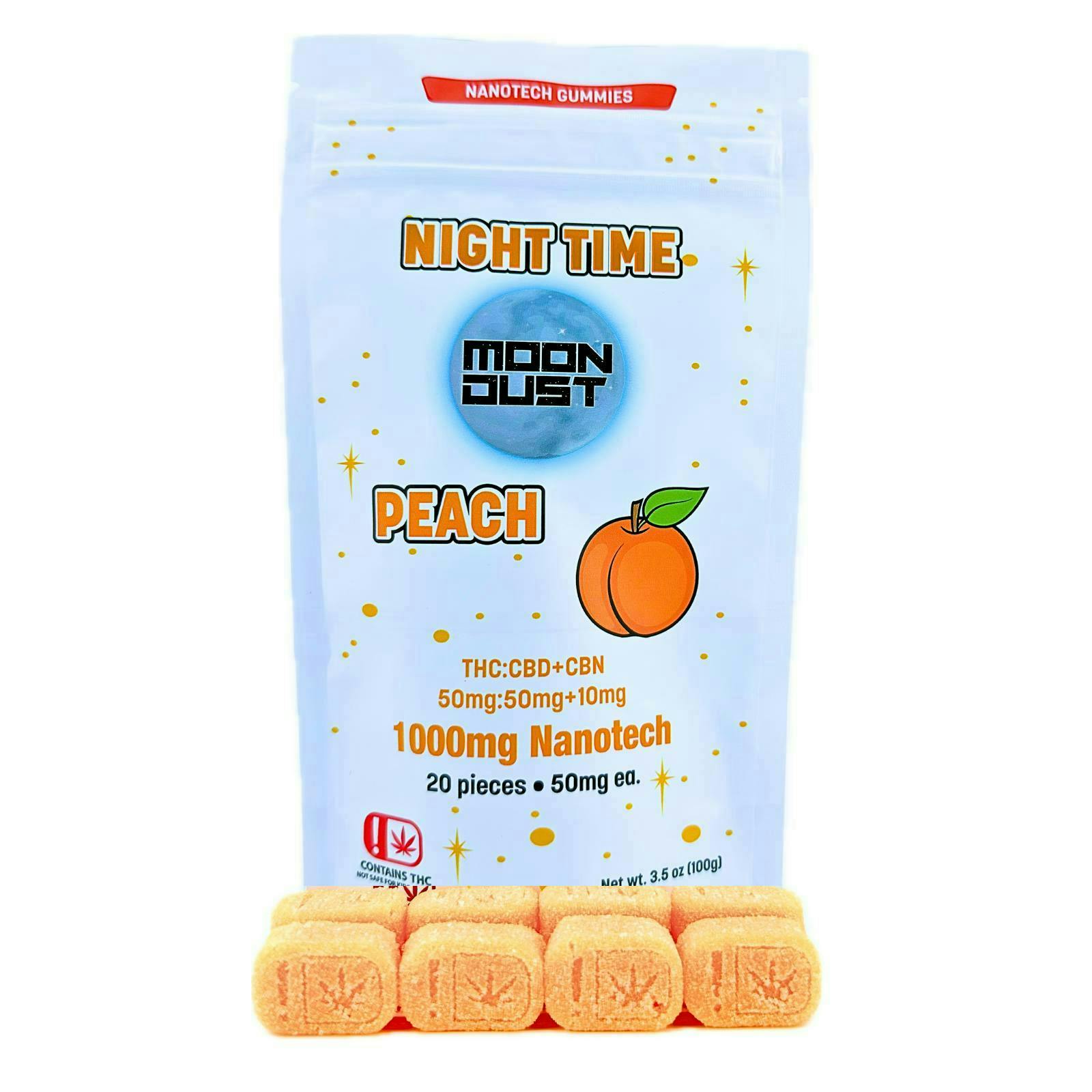 Moon Dust | Peach Night Time Nano Gummies | 1000mg | 20ct | 50mg/ea