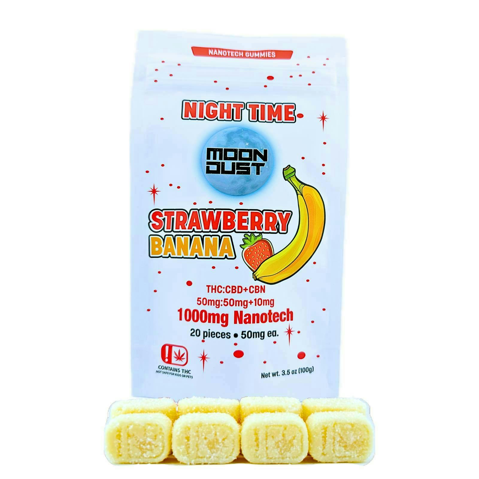 Moon Dust | Strawberry Banana Night Time Gummies | 1000mg | 20ct | 50mg/ea