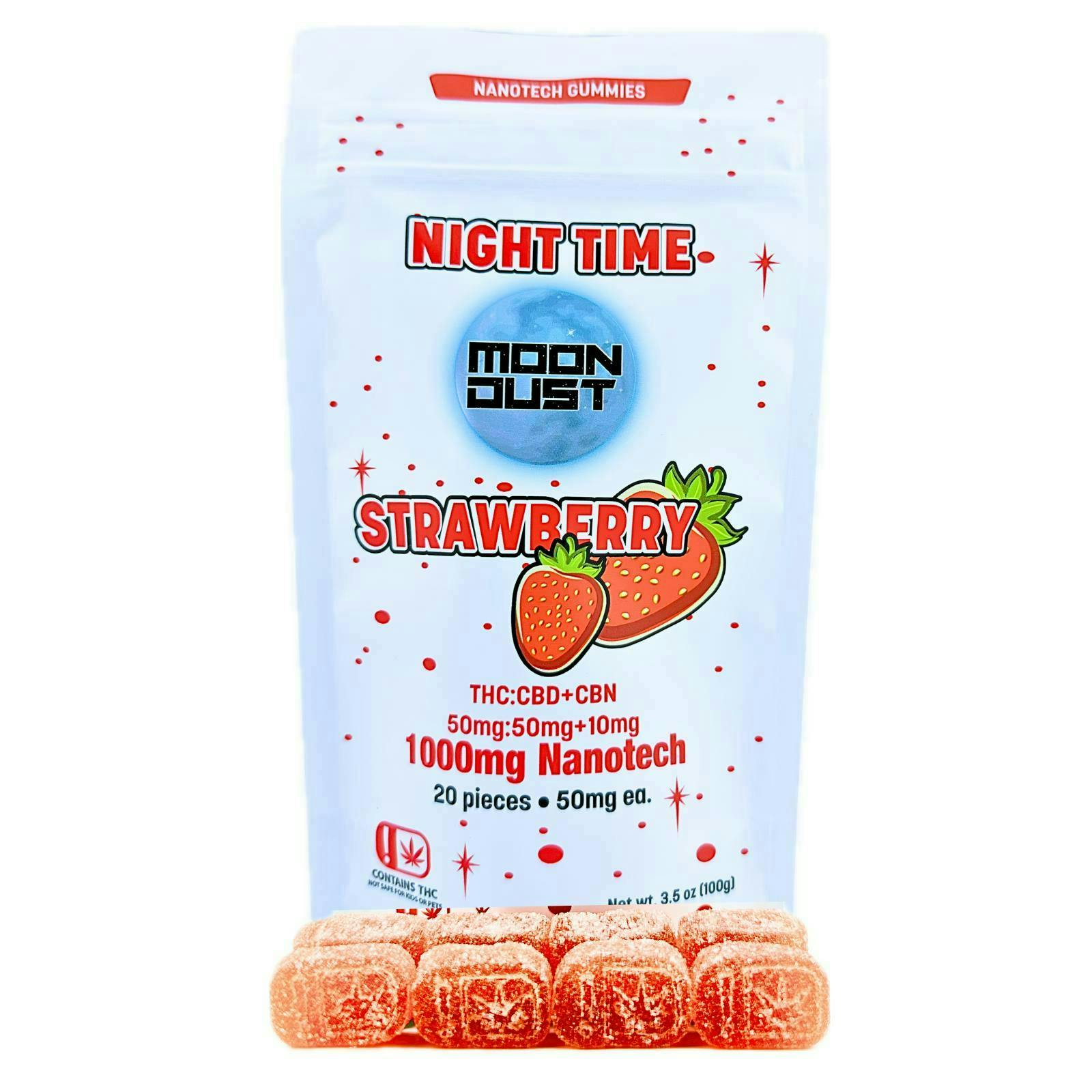 Moon Dust | Strawberry Night Time Nano Gummies | 1000mg | 20ct | 50mg/ea