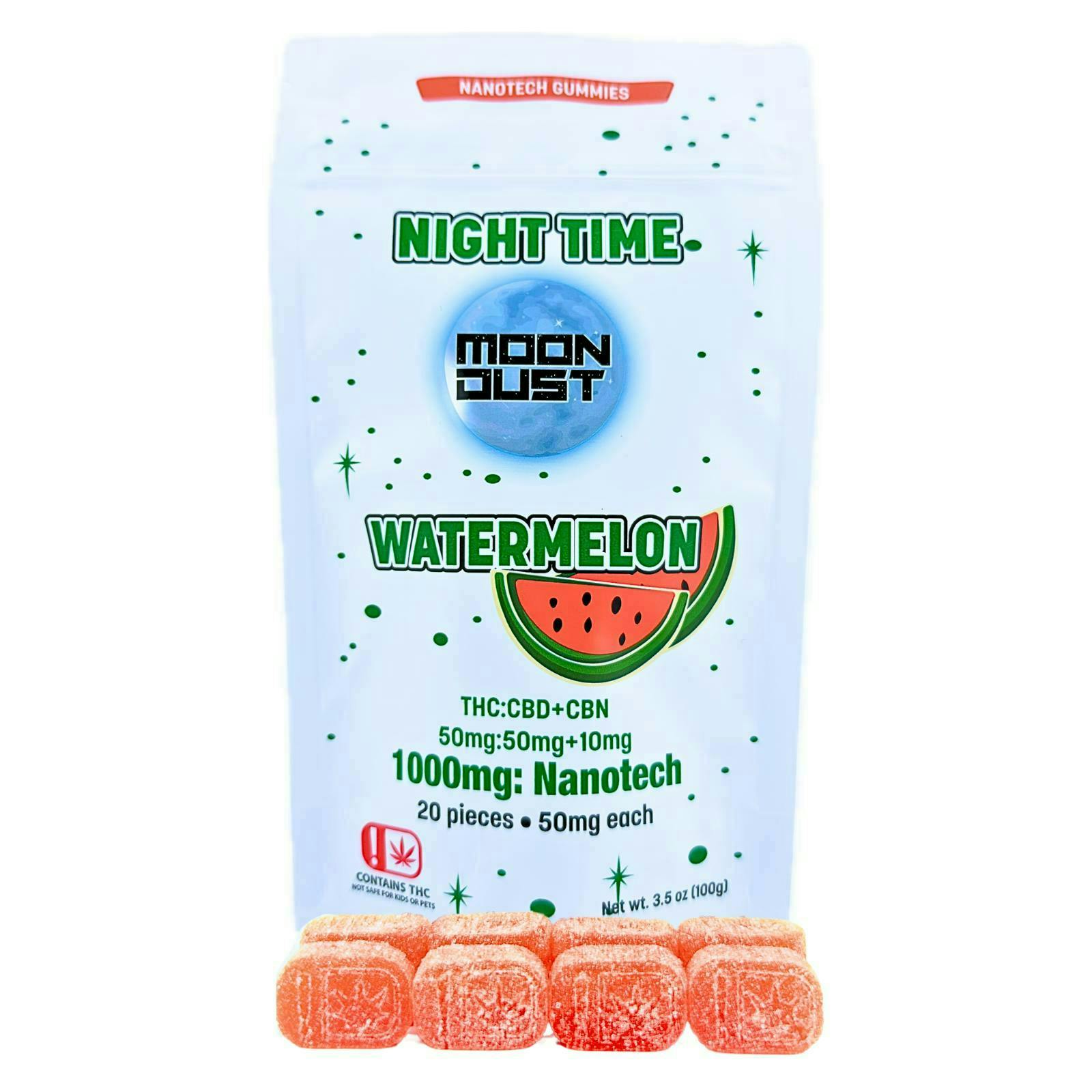 Moon Dust | Watermelon Night Time Nano Gummies | 1000mg | 20ct | 50mg/ea