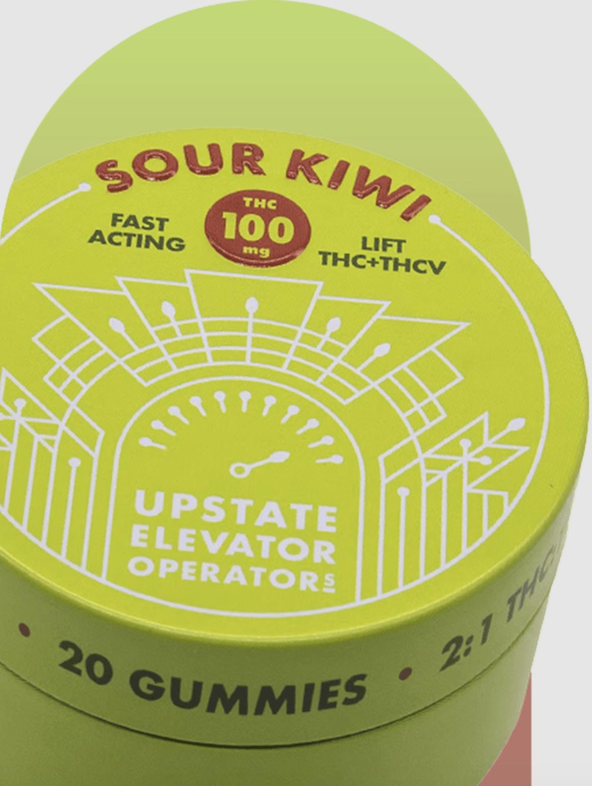 Sour Kiwi | Upstate Elevator Operators | Gummies | 5MG THC + 2.5MG THCV by Upstate Elevator Operators