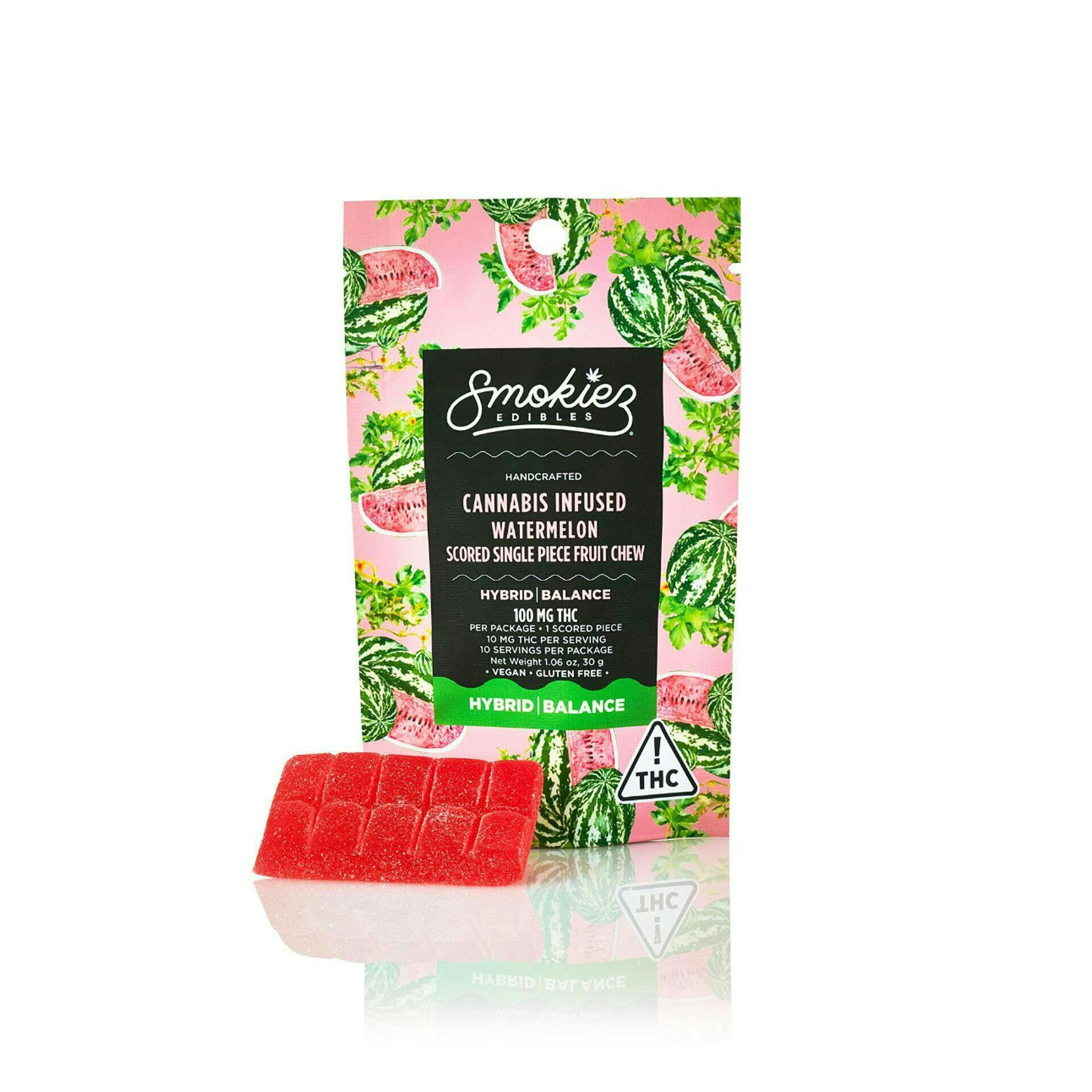 Watermelon HYBRID Fruit Chews, 100 mg THC - NV
