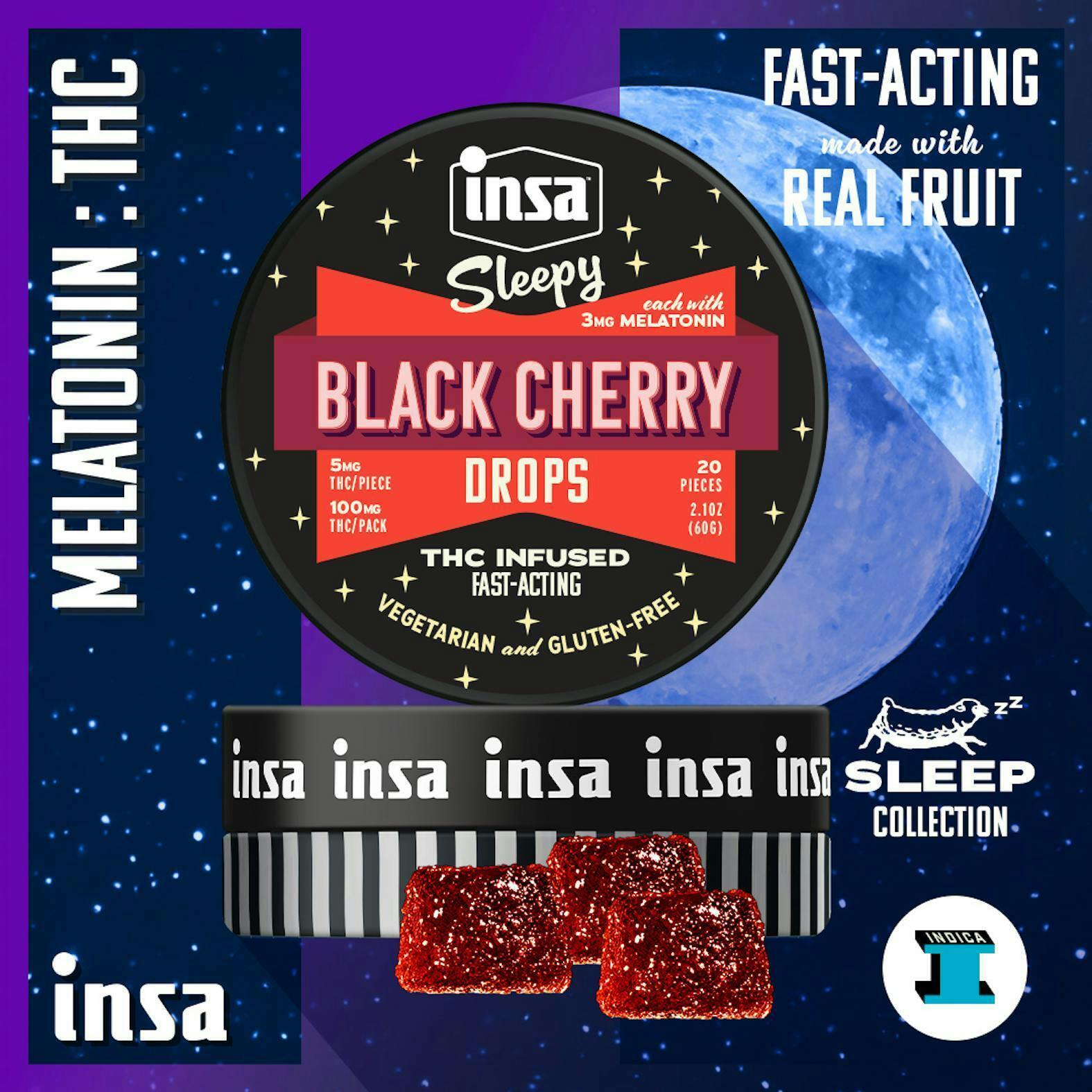 INSA - Black Cherry Sleepy Melatonin Drops - 20pc (100mg) by Insa