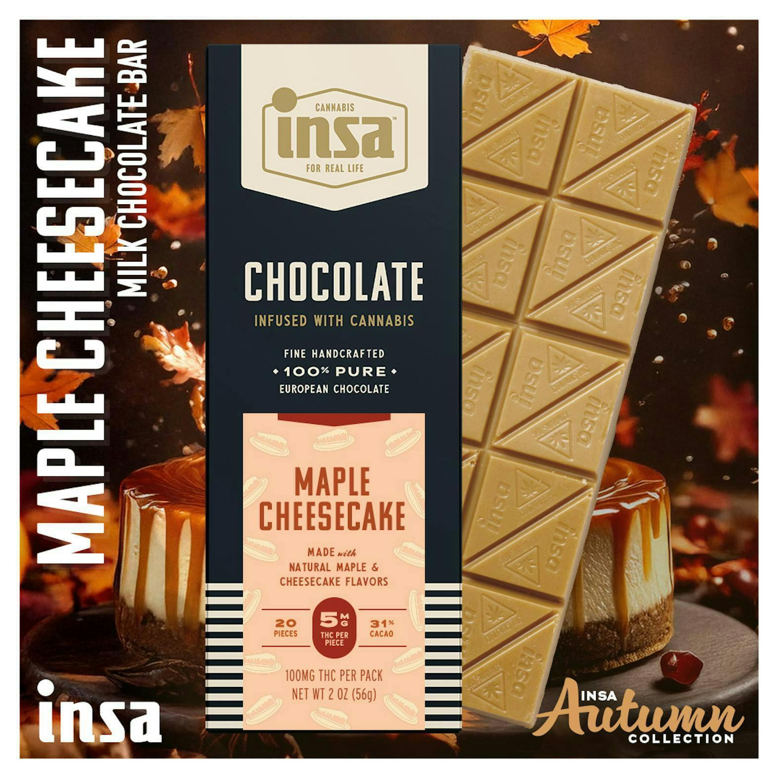 INSA - Maple Cheesecake Chocolate Bar - 100mg - INSA