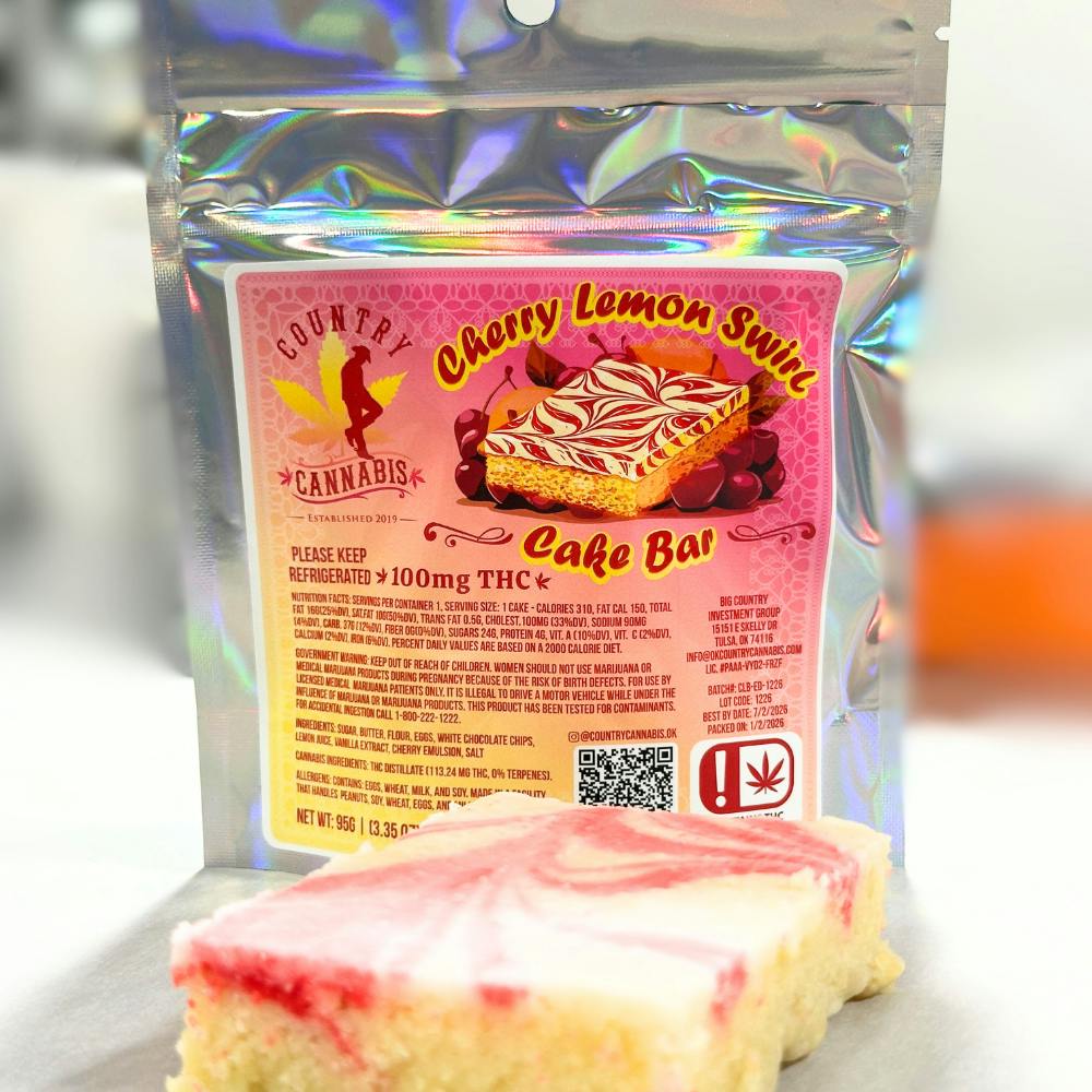 Cherry Lemon Swirl Cake Bar | 100mg by Country Cannabis