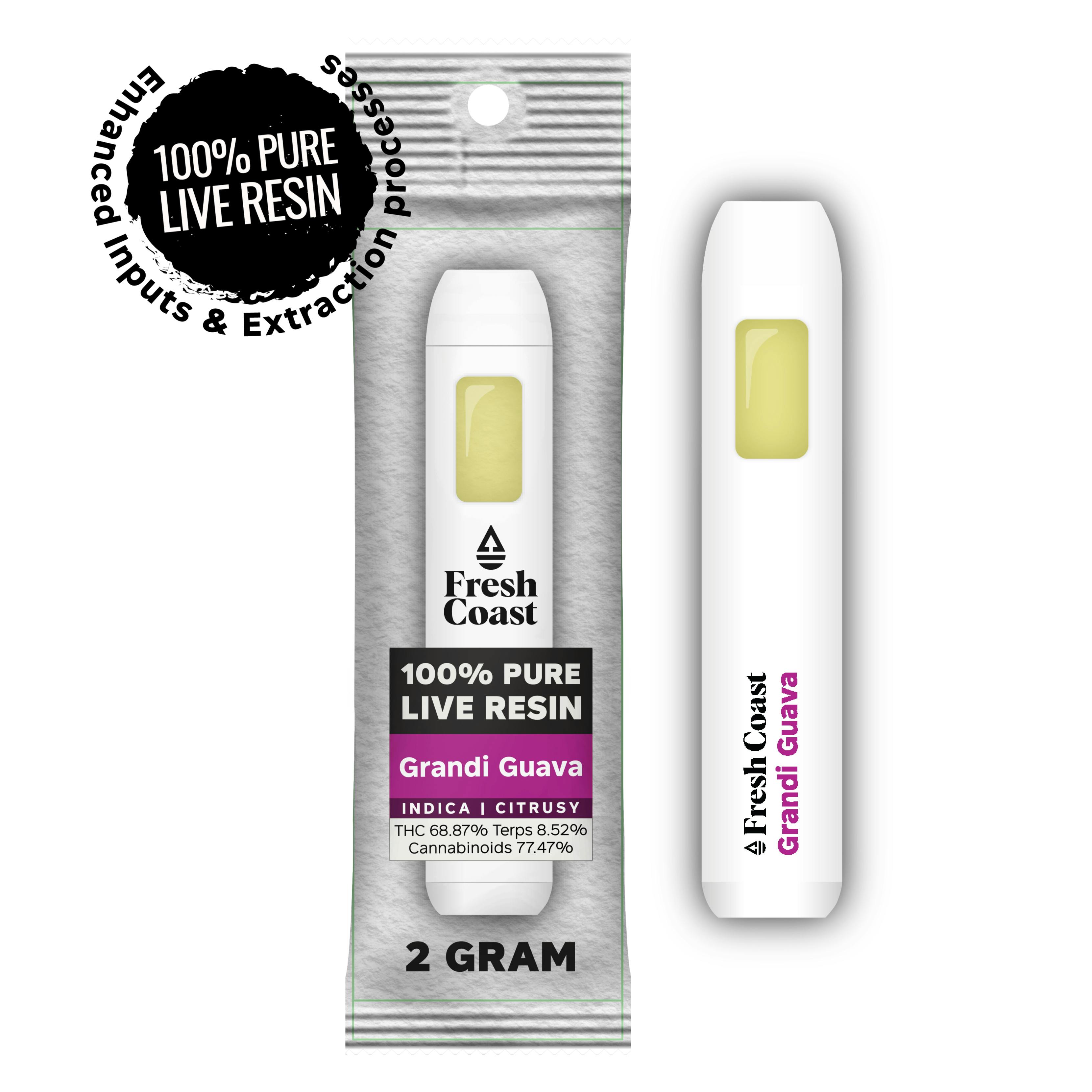 Fresh Coast | Grandi Guava | 100% Pure Live Resin 2G Disposable | Indica by Fresh Coast