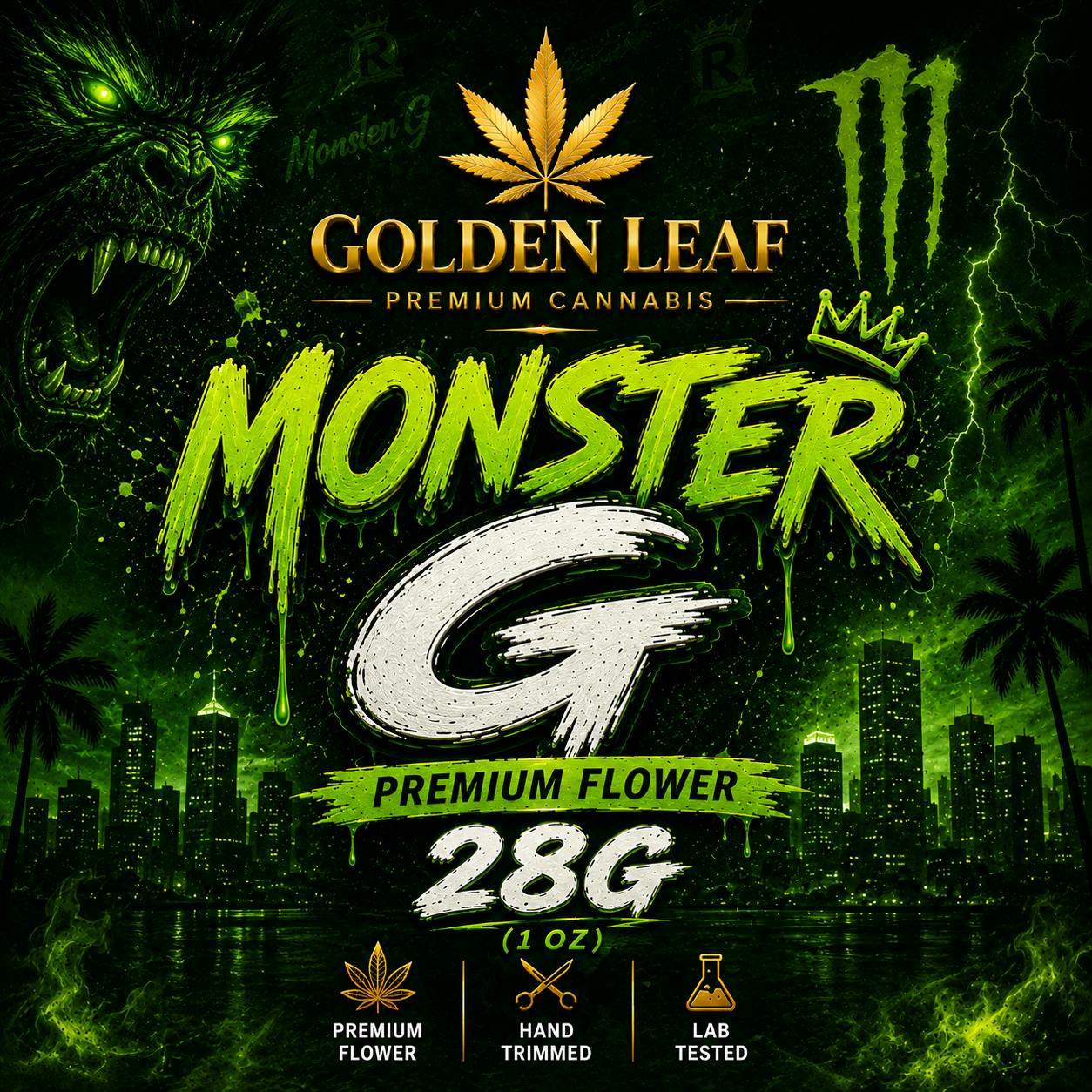 Monster G | Premium+ Flower | 28g ( 1Oz ) - Golden Leaf