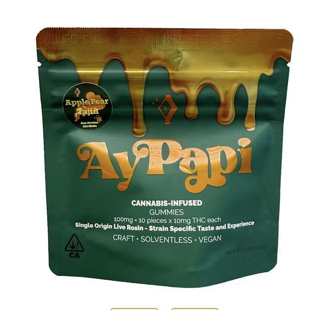 AyPapi | Apple Pear Tajin | Live Rosin Gummies | 100mg | 10ct | 10mg/ea