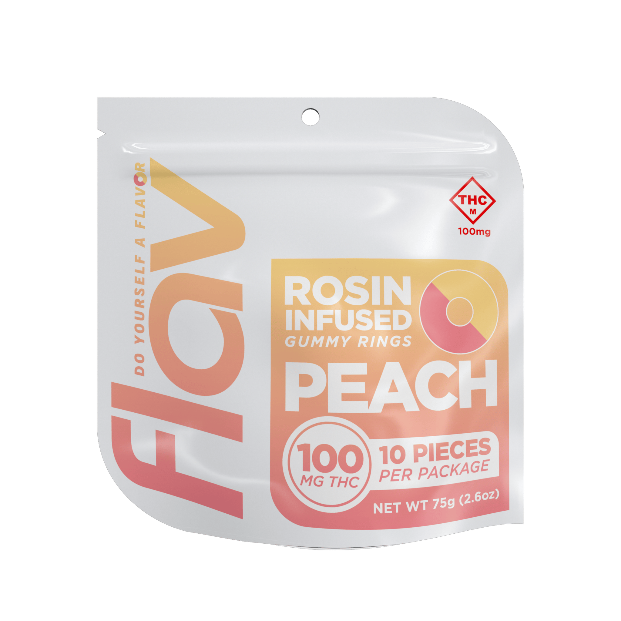 Peach Hash Rosin Gummy Rings - 100mg - 10 Pack by Flav