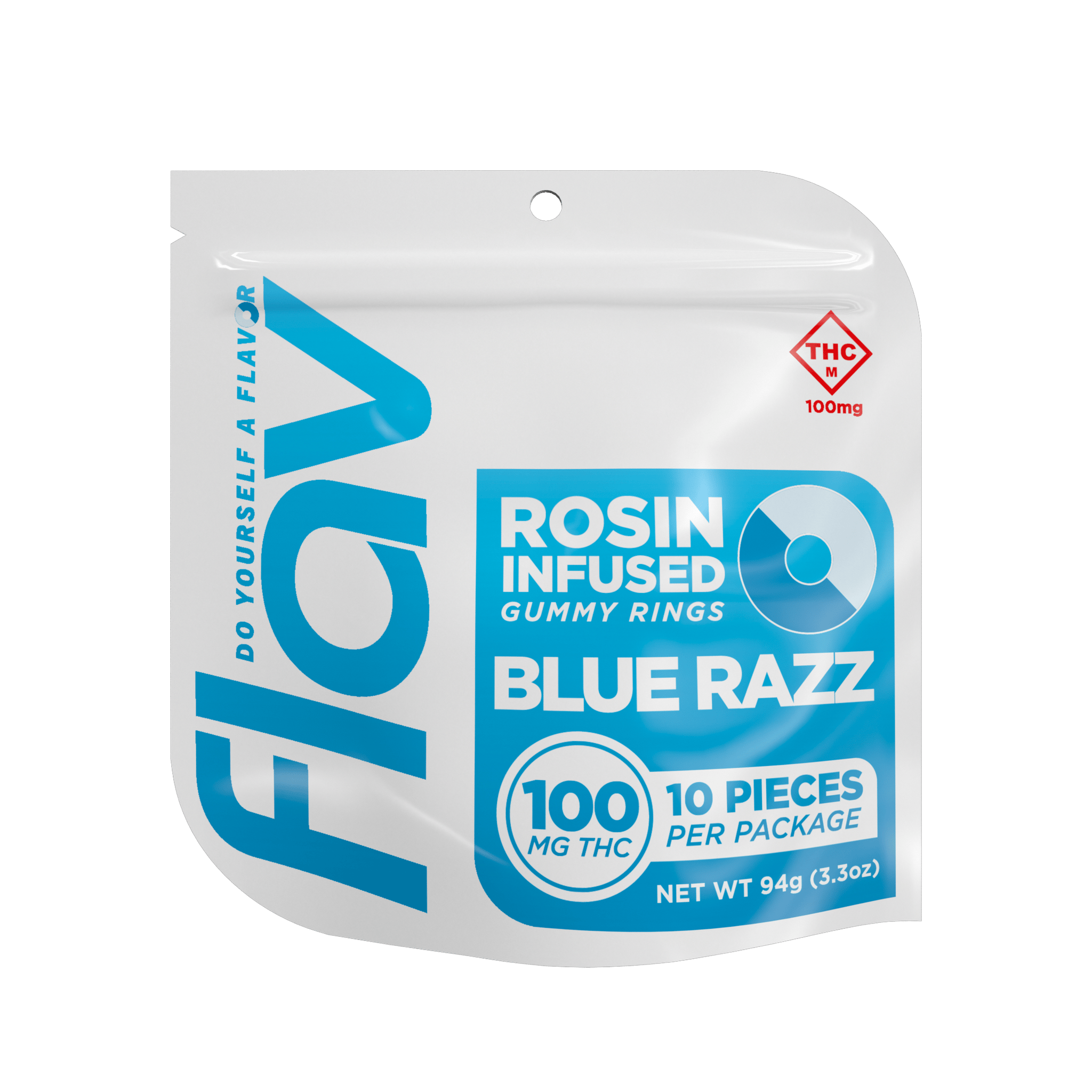 Blue Razz Hash Rosin Gummy Rings - 100mg - 10 Pack by Flav