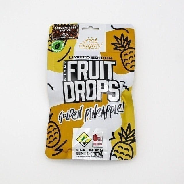 Fruit Drops | Golden Pineapple Gummies | 100mg | 10ct | 10mg/ea