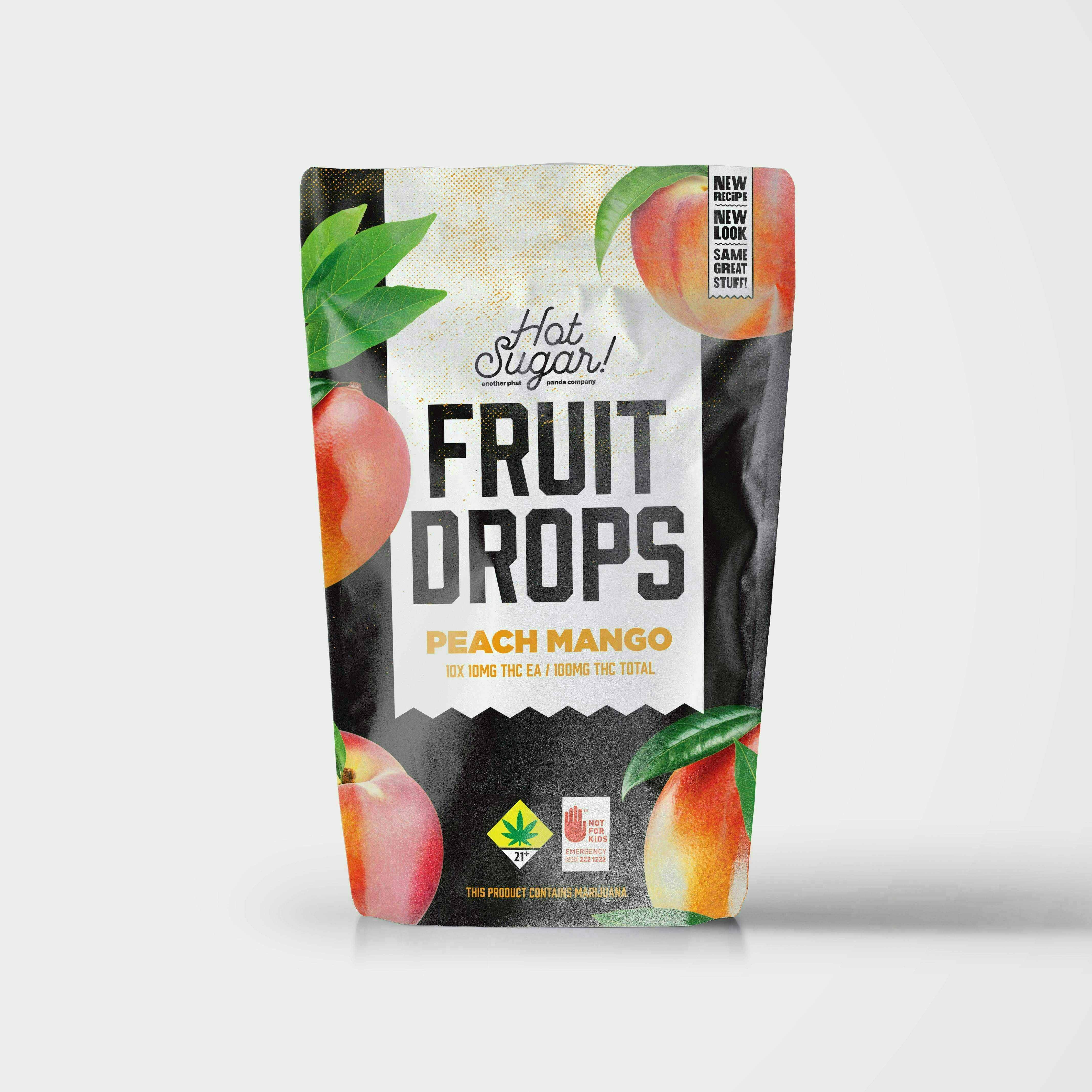 Fruit Drop | Peach Mango 1:1 Gummies | 100mg THC/CBD | 10ct | 10mg/e