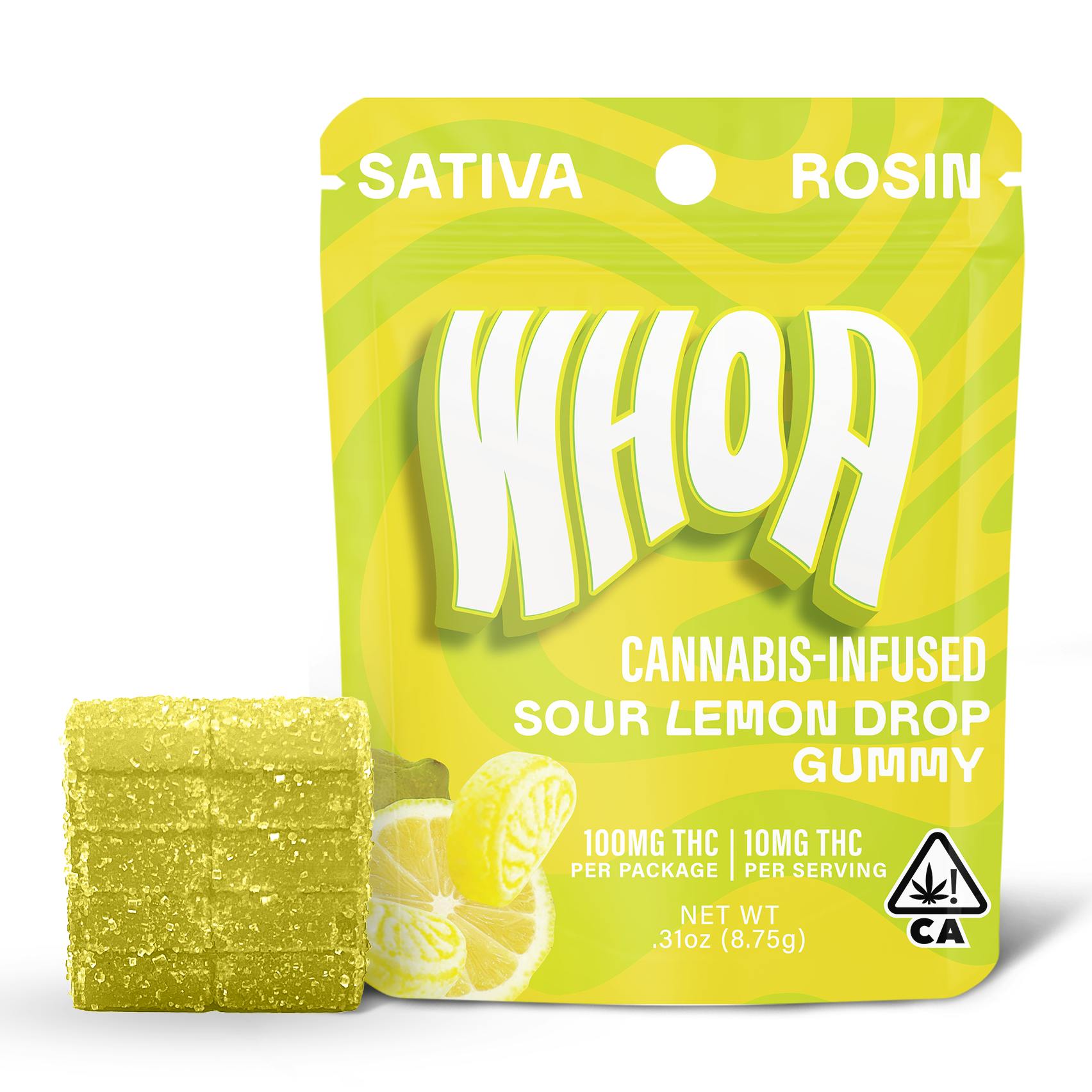 WHOA ROSIN Sour Lemon Drop Gummy Bite (100mg)