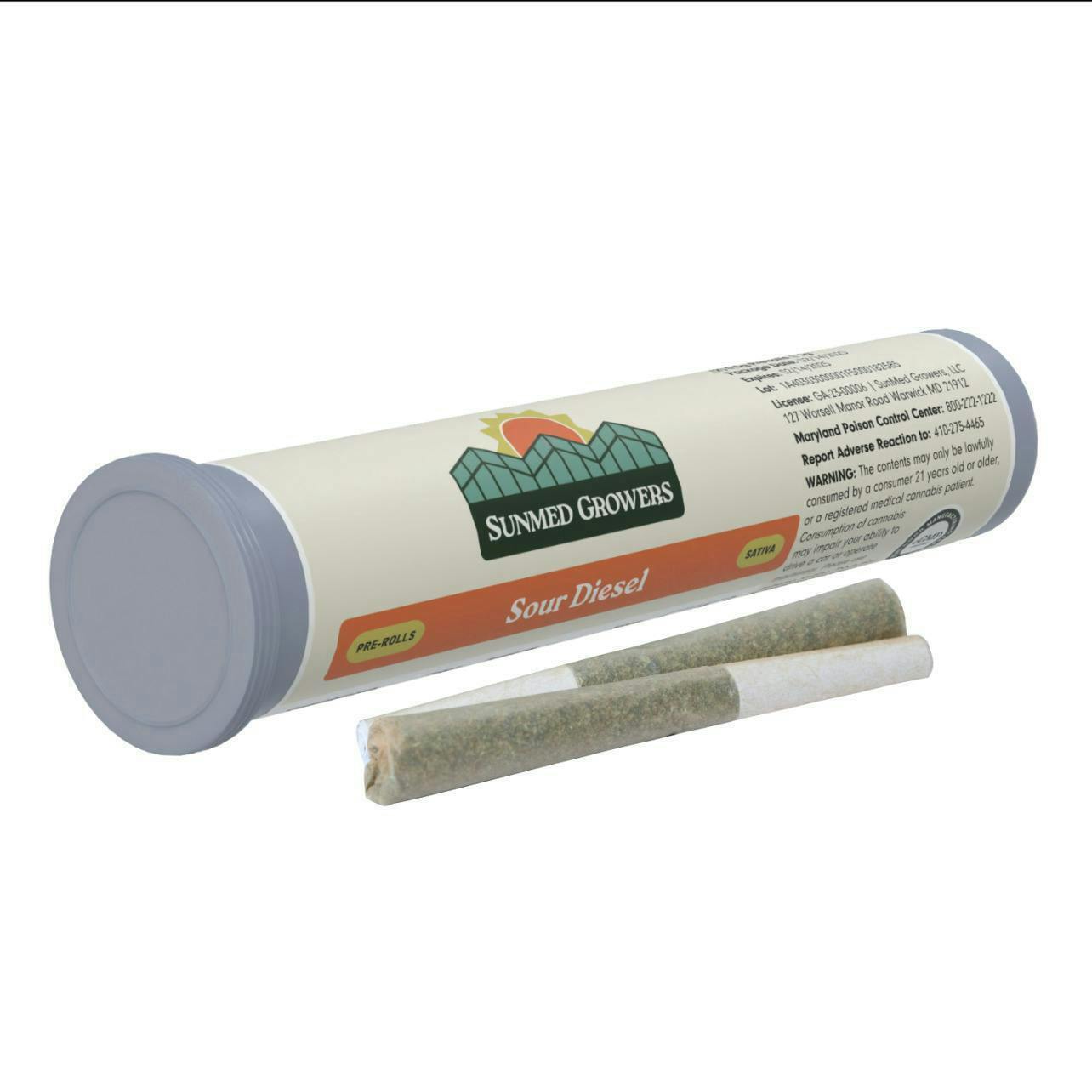 Sour Diesel Pre Roll 1.0g/2 Pack by SunMed Growers