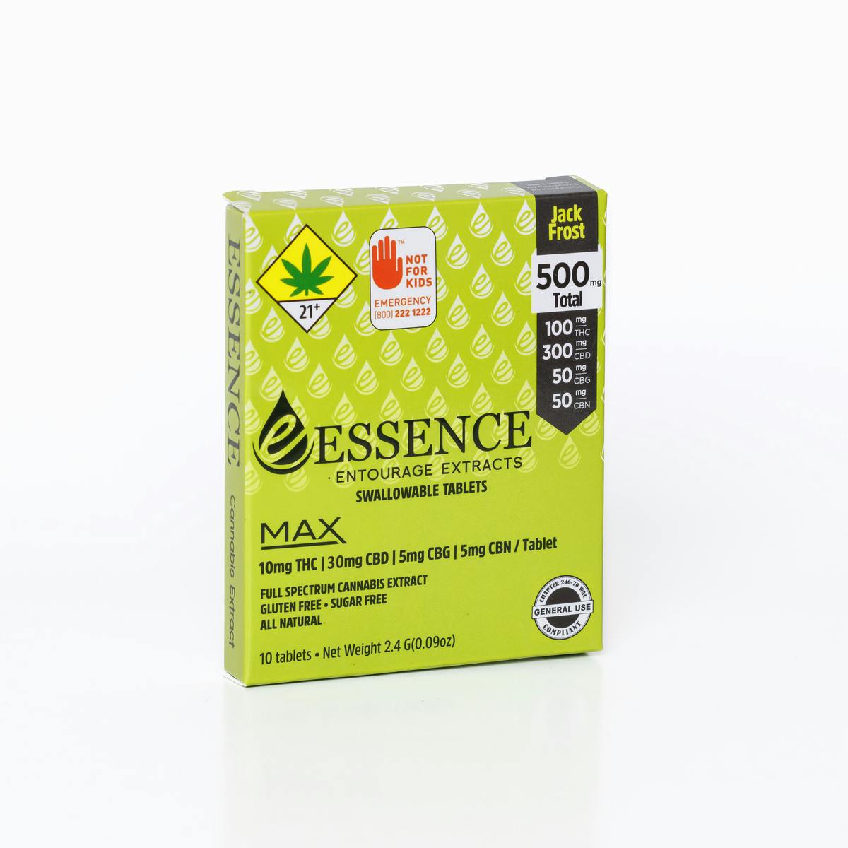 Essence Cannabis Tablets | Jack Frost MAX 500mg - THC:CBD:CBN:CBG ...