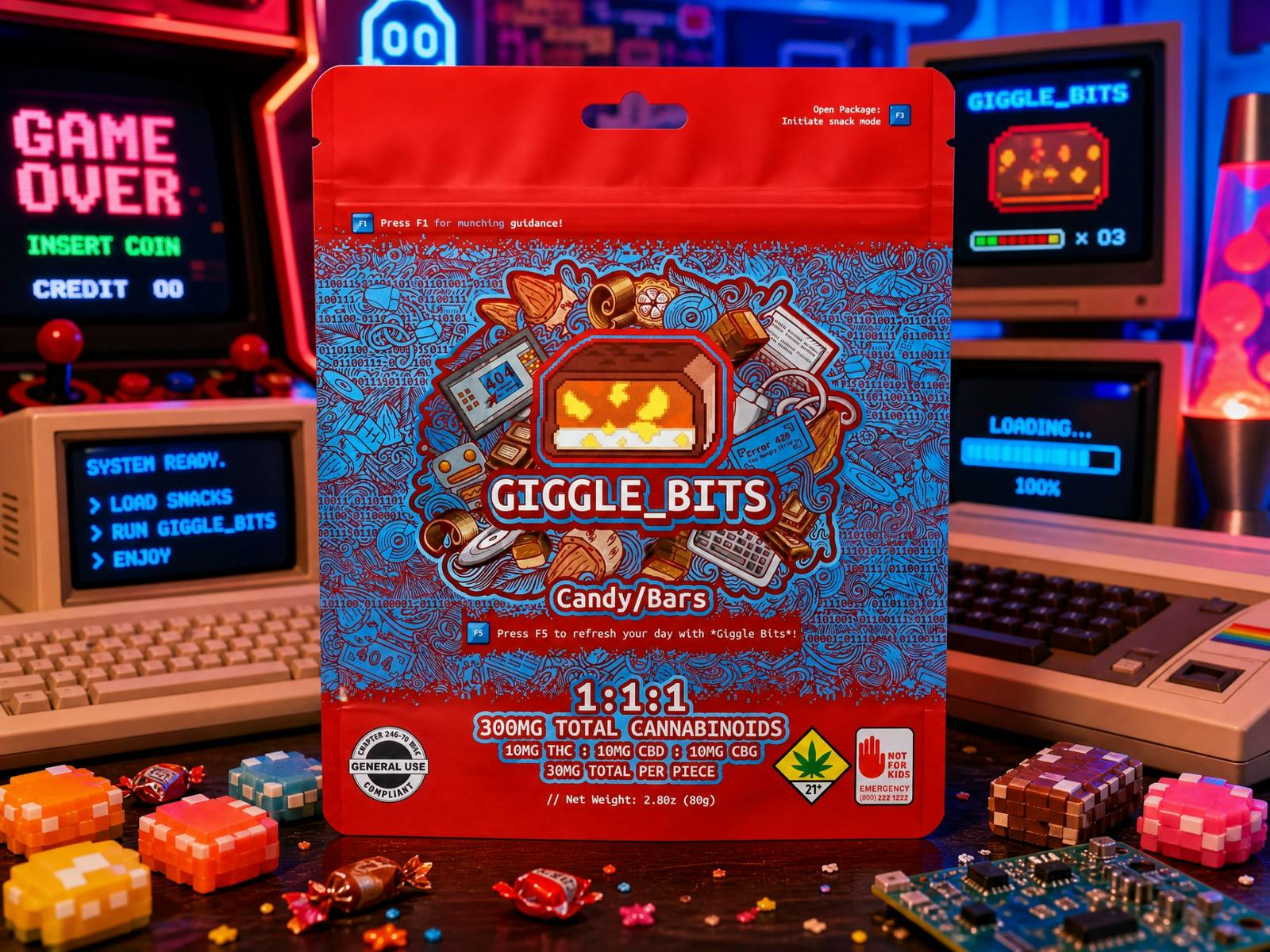 Giggle Bits Candy Bar 300mg | 1:1:1 THC:CBD:CBG by Swifts Edibles