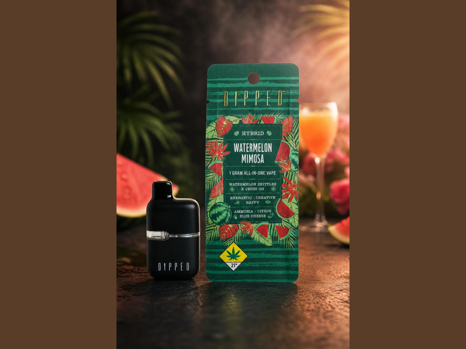 dipped disposable vape Watermelon Mimosa AIO 1g Freshy Disposable AIO | nicotine Flavors:Carambola Grape
