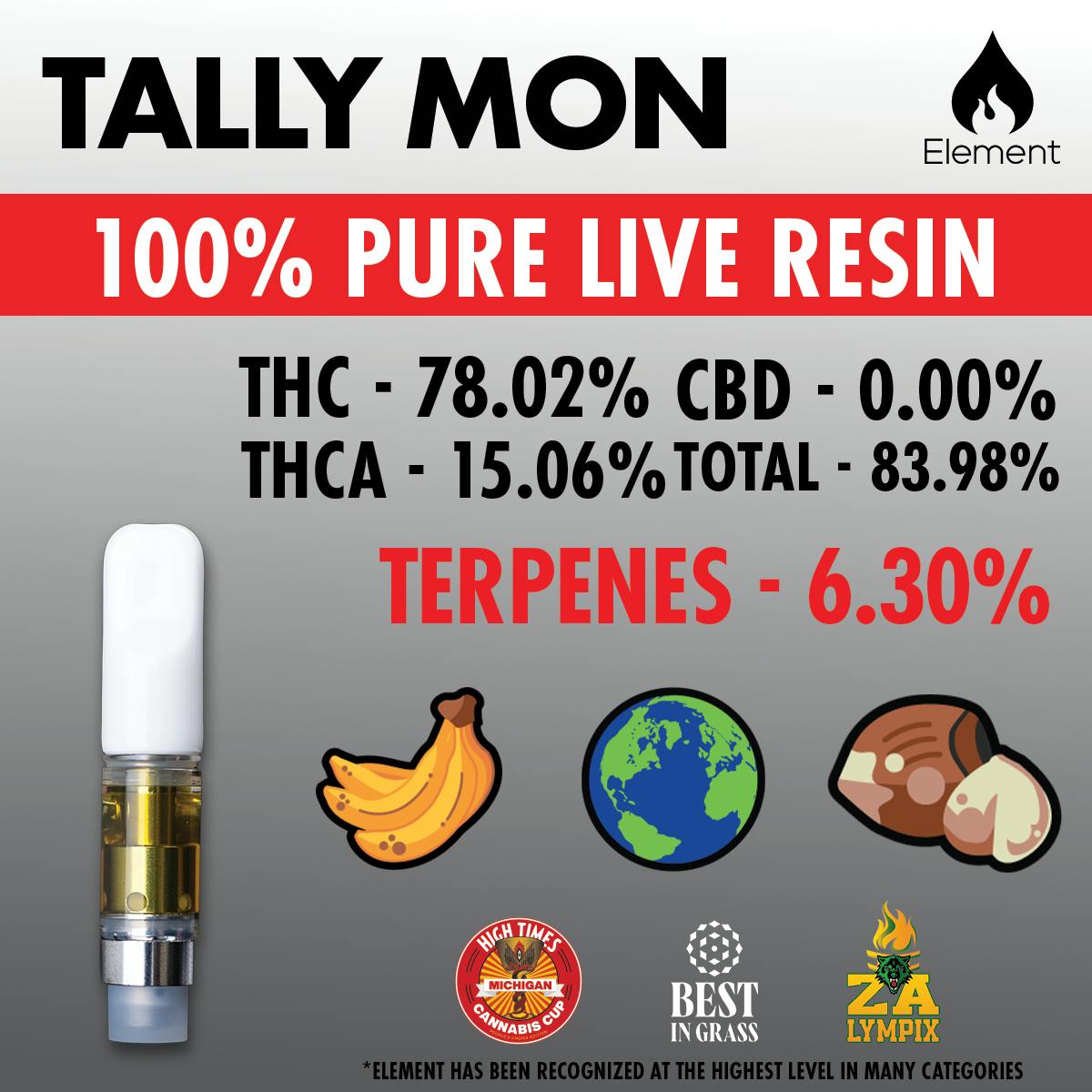 Element - Pure Live Resin Cart 0.5G - Tally Mon