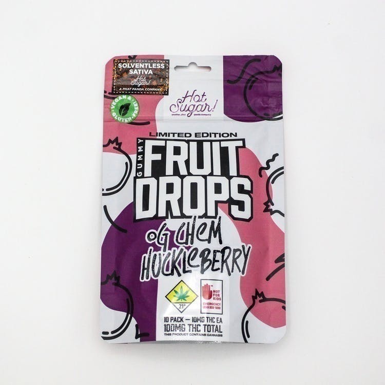 Fruit Drops | OG Chem Huckleberry Gummies | 100mg | 10ct | 10mg/ea